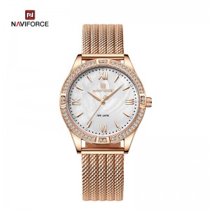 NAVIFORCE NF5028 Ladies Luxury Women na-ele anya mara mma nkịtị Diamond Female Quartz Wristwatch.