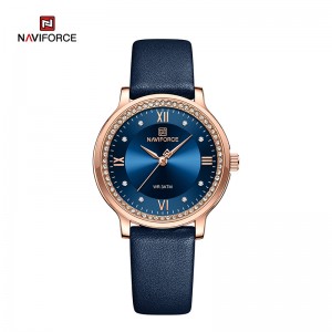ナビフォース NF5036 ブランドの高級ファッションカジュアルクォーツ防水レザーレディース腕時計