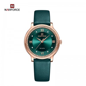 NAVIFORCE NF5036 zīmola luksusa modes ikdienas kvarca ūdensizturīgs ādas sieviešu pulkstenis