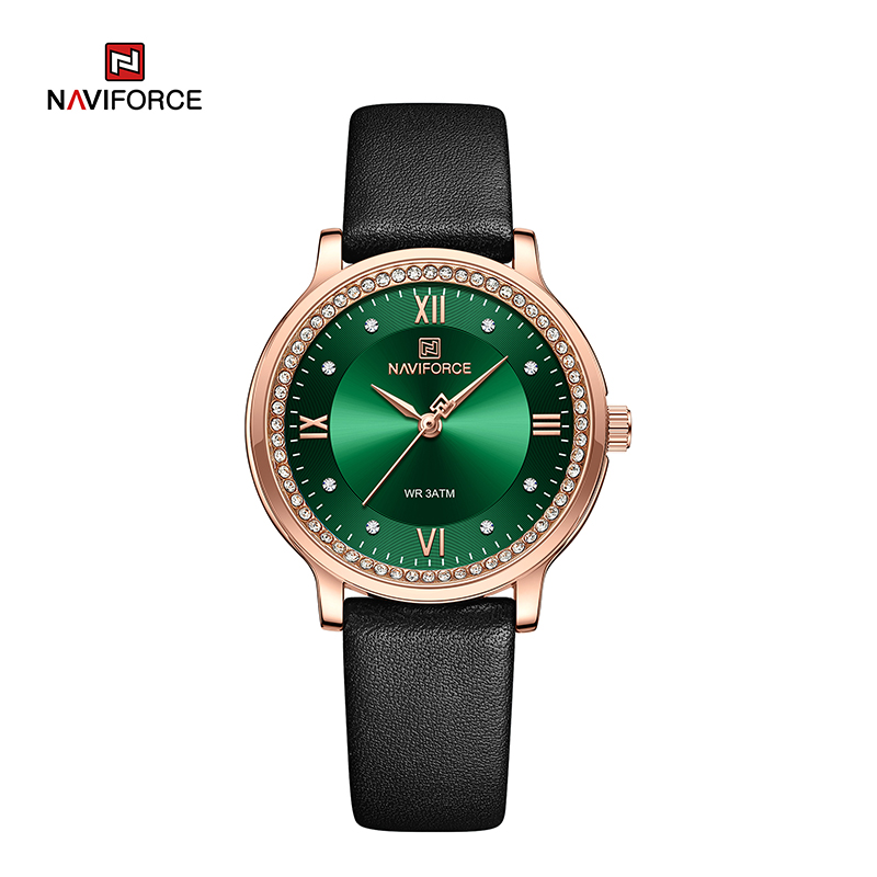 Марка NAVIFORCE NF5036 Луксозен моден ежедневен кварцов водоустойчив кожен дамски часовник