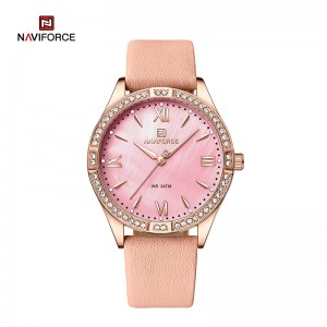 NAVIFORCE NF5038 damskie luksusowe zegarki moda stylowy wodoodporny skórzany pasek prezent dla dziewczyny damski zegarek kwarcowy
