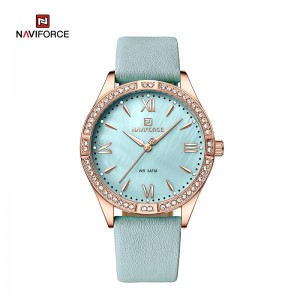 NAVIFORCE NF5038 Women Luxury Watches Fashion Stylish Waterproof Leather Strap Girlfriend Gift Ladies Quartz Watch