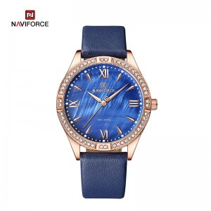 NAVIFORCE NF5038 女性の高級腕時計ファッションスタイリッシュな防水レザーストラップガールフレンドギフトレディースクォーツ時計