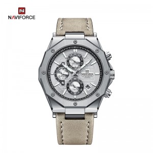 NAVIFORCE NF8028 mode quartz lederen band sport chronograaf datum waterdichte lichtgevende mannelijke horloges