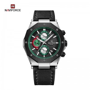 NAVIFORCE NF8028 Fashion Quartz Leather Strap Sports Chronograph Date Waterproof Luminous Male Watches