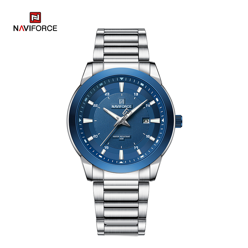 NAVIFORCE NF8029 nouveaux hommes de luxe montres affaires lumineux Date horloge en acier inoxydable étanche mâle montres à Quartz