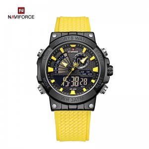 NAVIFORCE NF9219 នាឡិកាម៉ាក Quartz Fashion ប្រណីតរបស់បុរស អេក្រង់ LCD Analog Digital 3ATM Waterproof Sport Chronograph នាឡិកាតម្លៃរោងចក្រ