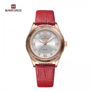NAVIFORCE Creative Big Dial Glass Bezel Letlalo le sa keneleng Metsi Quartz Luxury Ladies Wriswatches NF5040