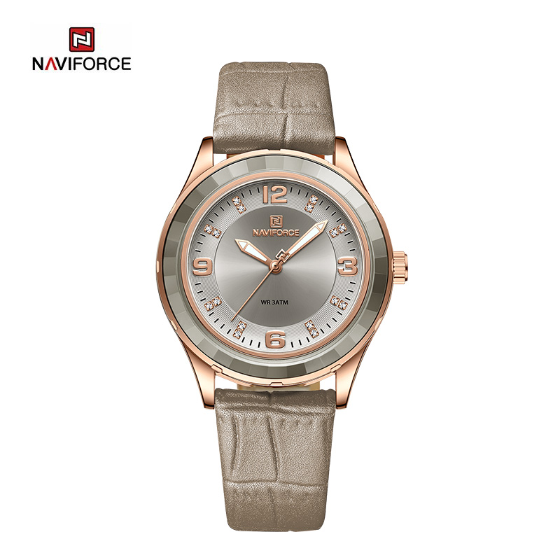 NAVIFORCE Creative veliki brojčanik, stakleni okvir, kožni vodootporni kvarcni luksuzni ženski ručni satovi NF5040