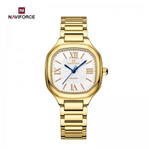NAVIFORCE NF5042 Элегантные женские водонепроницаемые часы из нержавеющей стали с подарком для девочек Кварцевые наручные часы