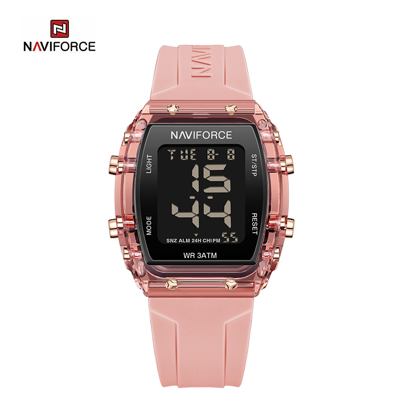 NAVIFORCE 7102 Transparentné detské športové vodotesné LCD digitálne dátumovky silikónový remienok elektronické hodinky