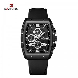 NAVIFORCE 8025 Quartz Colorful Silicone with Square Case Chronograph Sport Wrist Watch for Men