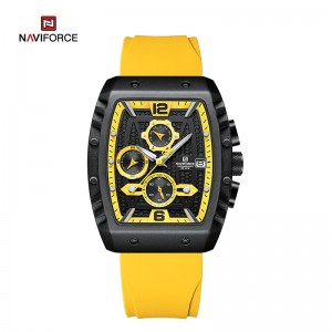 NAVIFORCE 8025 Quartz Yakachena Silicone ine Square Case Chronograph Sport Wrist Watch yevarume