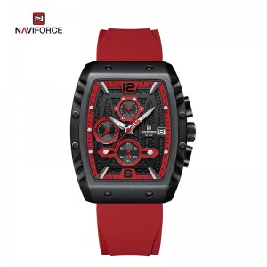 NAVIFORCE 8025 Quartz barevný silikon se čtvercovým pouzdrem Chronograf sportovní náramkové hodinky pro muže