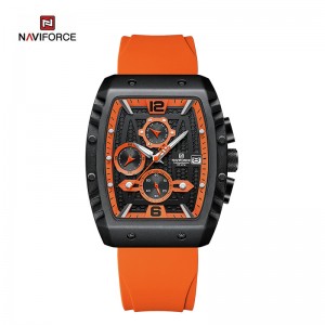 NAVIFORCE 8025 Reloj de pulsera deportivo con cronógrafo y silicona colorida de cuarzo con caja cuadrada para hombres
