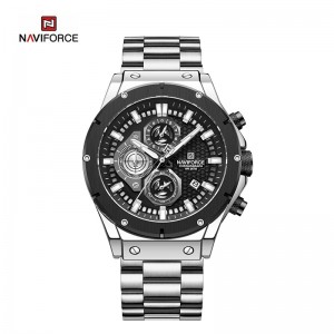 NAVIFORCE NF8026 Ceas de cuarț pentru bărbați, cu cronograf, curea din oțel inoxidabil