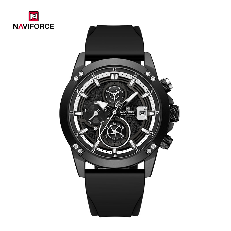 NAVIFORCE NF8033 Rellotge per a home Rellotge de quars amb corretja de silicona impermeable amb tendència esportiva per a joves estudiants.