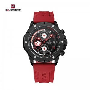 NAVIFORCE NF8034 Men's Chronograph Calendar Multifunctional Silicone Strap Watch yokhala ndi Night Light Fashion Wristwatch