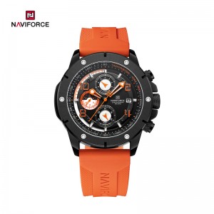 NAVIFORCE NF8034 męski chronograf wielofunkcyjny kalendarz wodoodporny zegarek na pasku silikonowym z lampką nocną modny zegarek na rękę