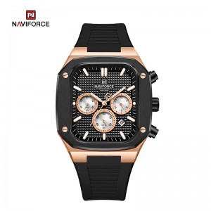 NAVIFORCE Herren-Armbanduhr, quadratisch, klassisch, großes Zifferblatt, wasserdicht, leuchtendes Silikonarmband, NF8037