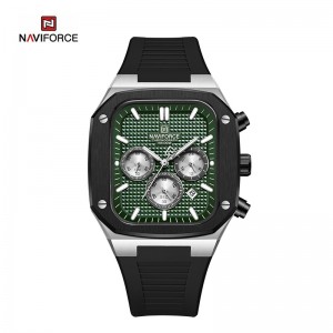 NAVIFORCE Männer Square Classic Big Face Chronograph Waterproof Luminous Silicone Strap Watch NF8037
