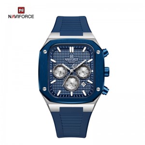 NAVIFORCE Men’s Square Classic Big Face Chronograph Waterproof Luminous Silicone Strap Watch NF8037