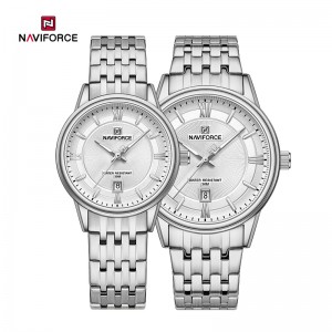 Naviforce NF8040 Clasic, rafinat, de înaltă calitate, cadou romantic, ceasuri de cuplu din oțel inoxidabil