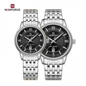 Naviforce NF8040 Rellotges de parella d'acer inoxidable de regal romàntic exquisit d'alta qualitat