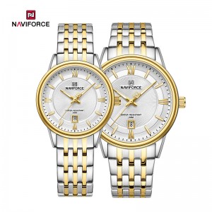 Naviforce NF8040 Rellotges de parella d'acer inoxidable de regal romàntic exquisit d'alta qualitat
