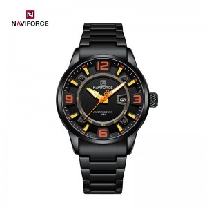 NAVIFORCE NF8044 Valoisa vedenpitävä 3D hauska kellotaulu Trendikäs ruostumattomasta teräksestä valmistettu kvartsi rannekello miesten kello