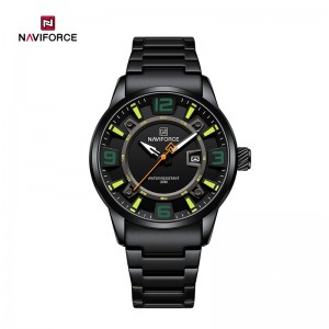 NAVIFORCE NF8044 Светещ водоустойчив 3D забавен циферблат Модерен кварцов мъжки часовник с каишка от неръждаема стомана