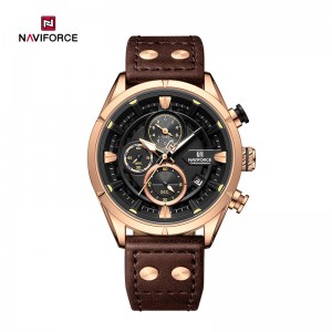 Машки часовник од вистинска кожа Naviforce NF8045 Vintage Sports Trend со карбонски влакна