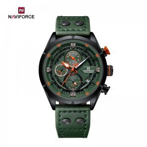 Чоловічий годинник Naviforce NF8045 Vintage Sports Trend з натуральної шкіри з вуглецевого волокна