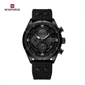 Naviforce NF8045 Vintage Sports Trend мъжки часовник от естествена кожа от въглеродни влакна