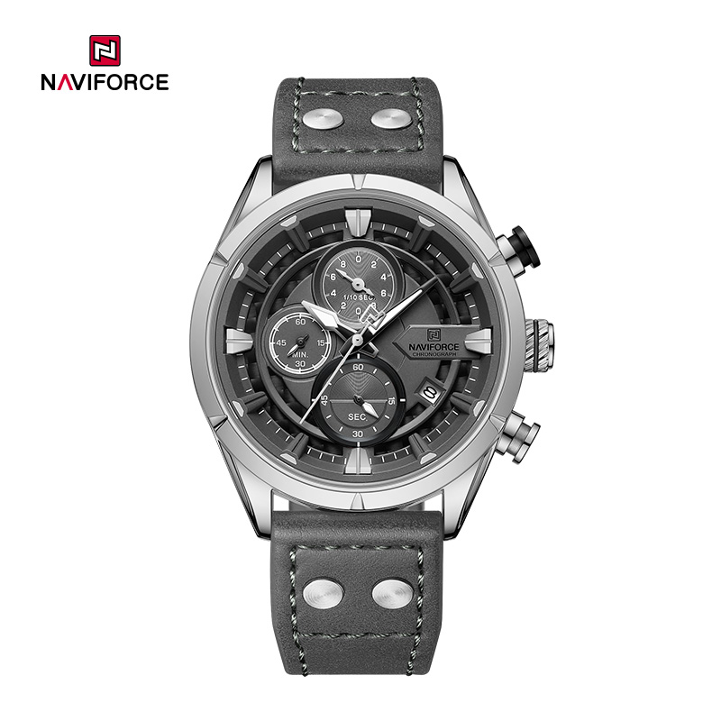 Pánské hodinky Naviforce NF8045 Vintage Sports Trend z pravé kůže z uhlíkových vláken