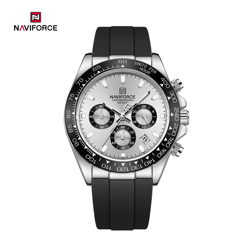 Naviforce NF8054 Sleek Racing Charismatyske Metallic Ljochte Hands Timepiece foar styl en duorsumens