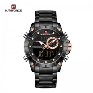 Мултифункционален машки рачен часовник NAVIFORCE NF9163 Military Sport, дигитален аналоген водоотпорен од нерѓосувачки челик