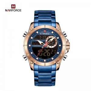NAVIFORCE NF9163 Wojskowy sportowy cyfrowy analogowy wodoodporny wielofunkcyjny męski zegarek ze stali nierdzewnej