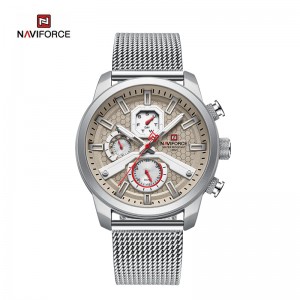 NAVIFORCE NF9211S машки спортски мултифункционален кварцен часовник од нерѓосувачки челик Милано