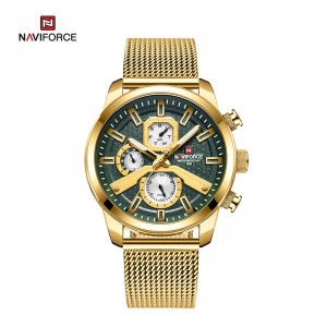 NAVIFORCE NF9211S мъжки спортен мултифункционален кварцов часовник с каишка от неръждаема стомана с голямо лице