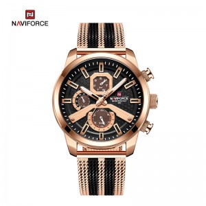 NAVIFORCE NF9211S big face men’s sports multifunctional quartz Milan stainless steel strap watch