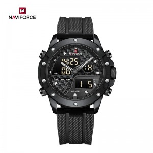 Чоловічий модний і динамічний годинник NAVIFORCE NF9221 з ремінцем із ТПУ, світлом, водонепроникністю, багатофункціональним дисплеєм дати, подвійним кварцовим механізмом