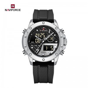 NAVIFORCE NF9221 miesten muodikas ja dynaaminen kello TPU-rannekellolla, valaiseva vedenpitävä monitoimipäivämääränäyttö, kaksoiskvartsiliike