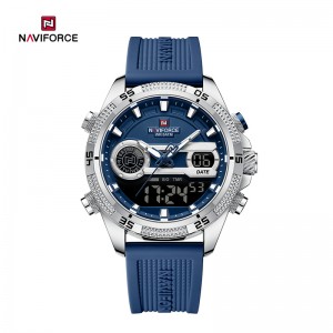 NAVIFORCE NF9223 Military Style Men’s Outdoor Sports Multifunctional Watch Dual Display Quartz Movement Silicone Strap Luminous Waterproof