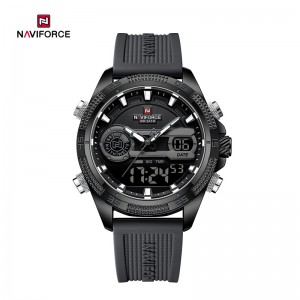 NAVIFORCE NF9223 Military Style Men’s Outdoor Sports Multifunctional Watch Dual Display Quartz Movement Silicone Strap Luminous Waterproof