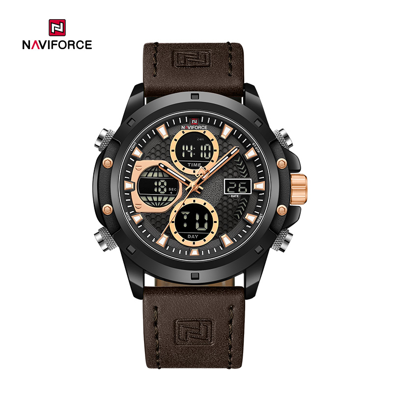 Vysoce kvalitní pánské multifunkční hodinky z pravé kůže Naviforce NF9225 Fashion Boutique