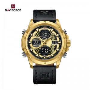 Naviforce NF9225 Fashion Boutique augstas kvalitātes vīriešu daudzfunkcionāls īstas ādas pulkstenis
