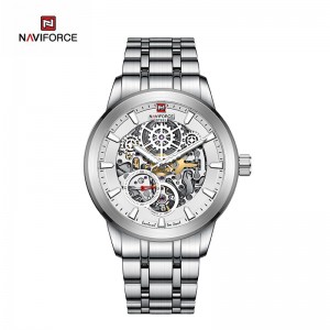 NAVIFORCE NFS1002 Business Casual Automatic Mechanical Hollow Dial 100m Waterproof Stainless Steel Men Watch