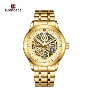 NAVIFORCE NFS1002 Business Casual Automatic Mechanical Hollow Dial 100m Waterproof Stainless Steel ໂມງຜູ້ຊາຍ