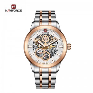 NAVIFORCE NFS1002 Business Casual Automatic Mechanical Hollow Dial 100m Waterproof Stainless Steel Men Watch
